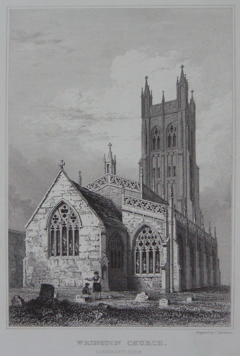 Print - Wrington Church, Somersetshire - Mottram